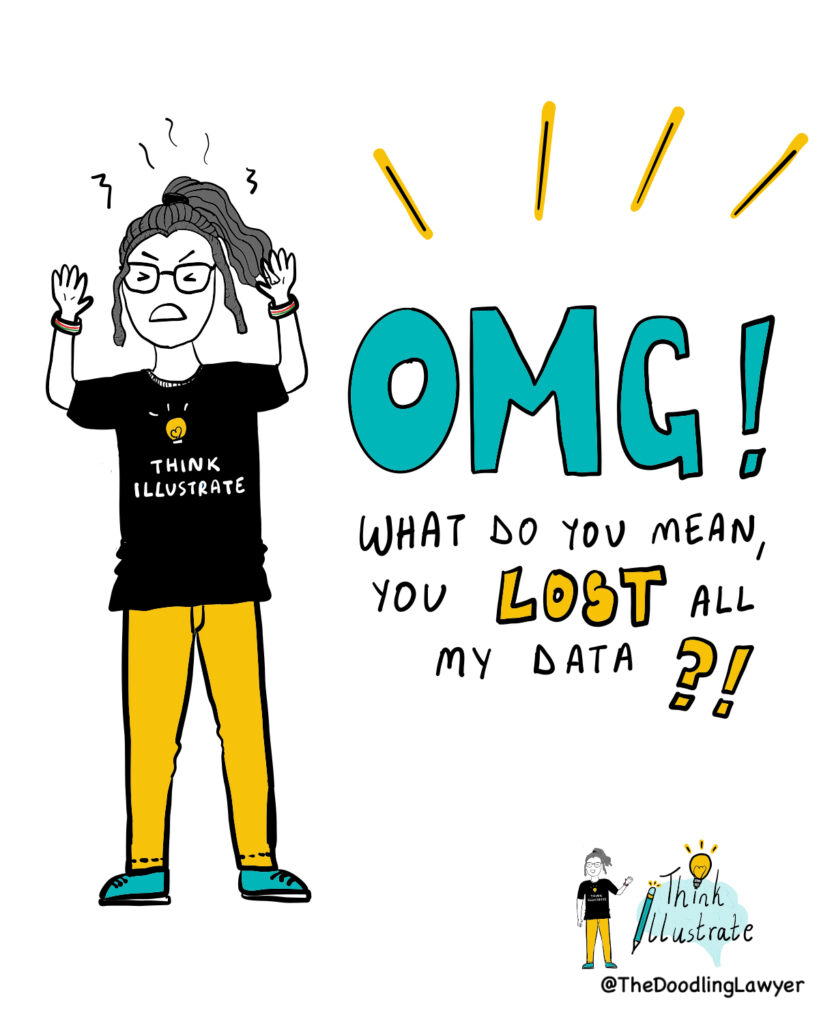 Doodling lawyer lost data